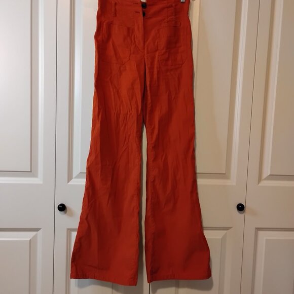 Maeve by Athropologie Women's Burnt Orange The Junie High Rise Flare Jeans Sz 25 - Picture 2 of 10